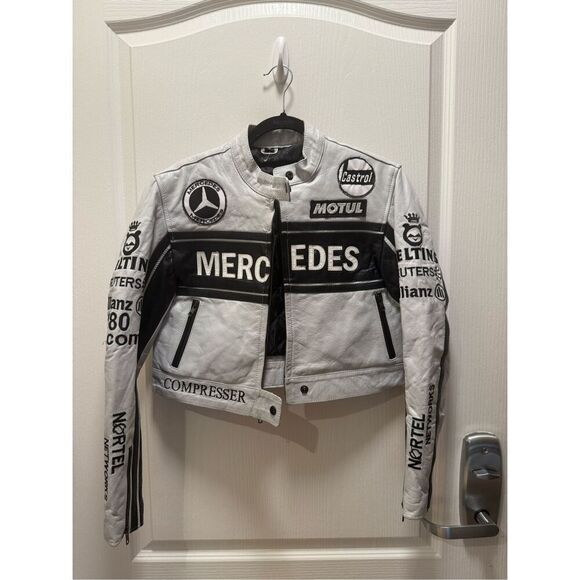 Vintage Mercedes Vegan Leather Crop Jacket F1, Motor sport Racing Size XS/S - Picture 3 of 7